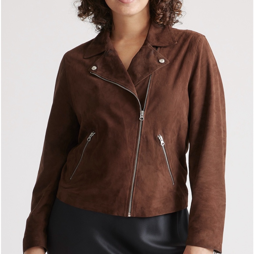 Faux Suede Brown Leather Jacket